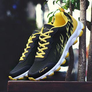 Fire Mesh Panel Lace-up Athletic Sneakers