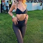Drawstring Rhinestone Bootcut Pants
