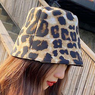 Leopard Print Bucket Hat Khaki - One Size