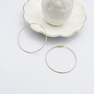 Alloy Hoop Earring 1 Pair - 925 Silver Stud Earring - Gold - One Size