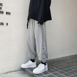 Drawstring-cuff Side-button Sweatpants