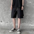 Drawstring-waist Panel Straight-cut Shorts
