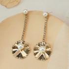 Faux Pearl Rhinestone Alloy Dangle Earring 1 Pair - 925 Silver Needle - Gold - One Size