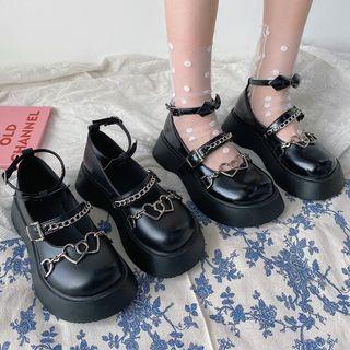 Chain Detail Platform Mary Jane Shoes