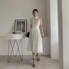Scarf-neck Sleeveless Top & Long Skirt Set Ivory - One Size