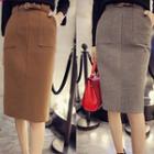 Back-slit Midi Straight-fit Skirt