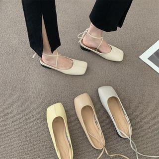 Ankle-strap Square-toe Mules