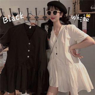 Short Sleeve V-neck Asymmetric Mini Dress