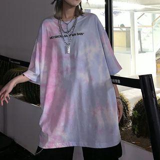 Tie-dyed Embroidered Short-sleeve T-shirt