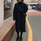 Single Breasted Long Coat Black - One Size