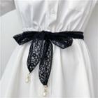 Faux Pearl Lace Bow String Belt