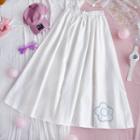 Flower Embroidered Midi A-line Skirt As Shown In Figure - One Size