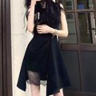 Asymmetric Lace Panel Sleeveless Dress
