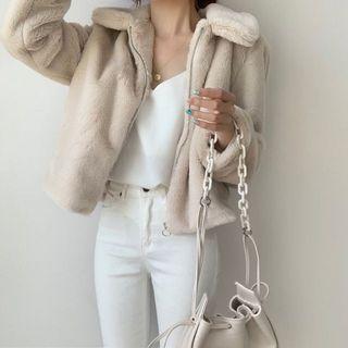 Cropped Fleece Zip Jacket