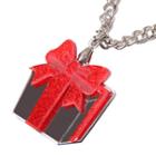 Sweet Red Glitter Present Chain Silver Necklace