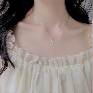 925 Sterling Silver Rhinestone Necklace Xl0455 - Platinum - One Size