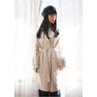 Curved-hem Cotton Trench Coat With Sash