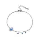 Fashion Snowflake Elk Round Bracelet With Blue Austrian Element Crystal Silver - One Size