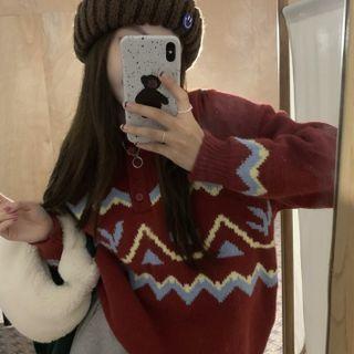 Pattern Henley Sweater