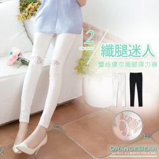 Lace Knee Patch Slim-fit Pants