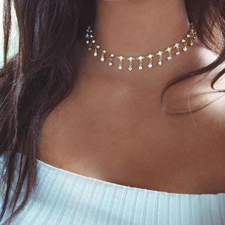 Fringed Alloy Choker Yellow - One Size
