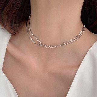 Asymmetric Alloy Choker Silver - One Size