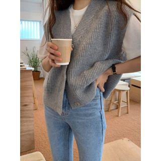 V-neck Pocket-detail Wool Blend Vest