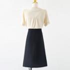 High Waist Midi A-line Skirt / Short-sleeve Blouse