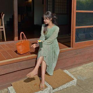 Ruched Leopard Long Dress