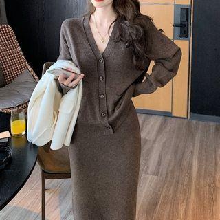 Plain Cardigan / Knit Skirt / Top