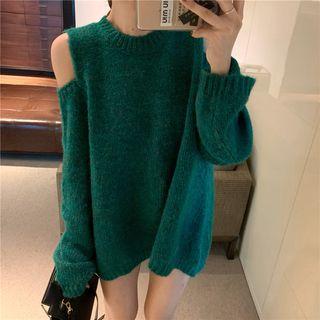 Cold-shoulder Knit Long-sleeve Sweater