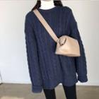 Cable Knit Boxy Sweater Blue - One Size