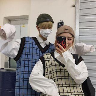 Couple Matching V-neck Plaid Sweater Vest