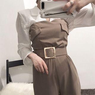 Plain Shirt / Strapless Jumpsuit