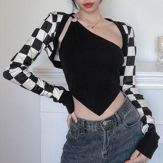 Set: Checkerboard Shrug + Camisole Top