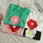 Flower-accent Loose Knit Top