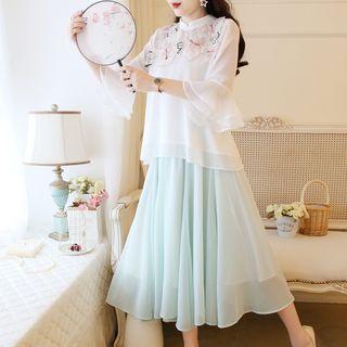 Improved Cheongsam Dress Two-piece Suit