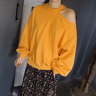 Off-shoulder Plain Sweatshirt