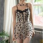 Spaghetti-strap Butterfly Print Swim Dress