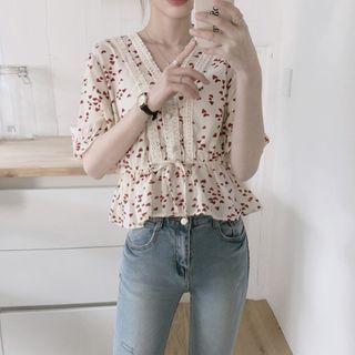 Heart Short-sleeve Chiffon Top