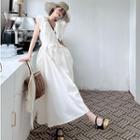 Ruffle-collar V-neck Maxi Dress With Sash