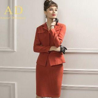 Notched-lapel Blazer / Pencil Skirt