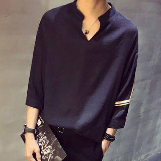 Stripe Panel 3/4-sleeve Shirt