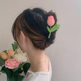 Tulip Plastic Hair Clamp 0862 - Pink & Green - One Size