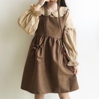 A-line Jumper Dress / Frilled Blouse