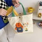 Tiger Embroidered Corduroy Lunch Bag