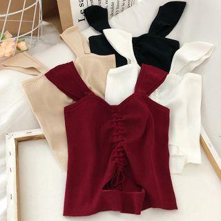 Plain Drawstring Sleeveless Top