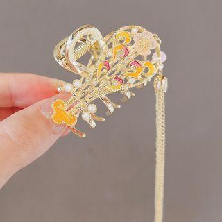 Musical Instrument Faux Pearl Alloy Hair Clamp Ly2665 - Hair Clamp - Gold - One Size