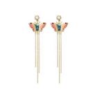 Fashion And Elegant Plated Gold Butterfly Tassel Enamel Earrings With Imitation Pearls Golden - One Size