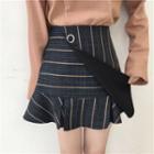 Stripe Ruffle-hem A-line Skirt